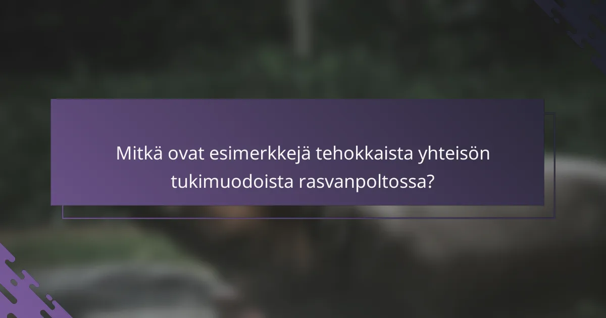 Mitkä ovat esimerkkejä tehokkaista yhteisön tukimuodoista rasvanpoltossa?