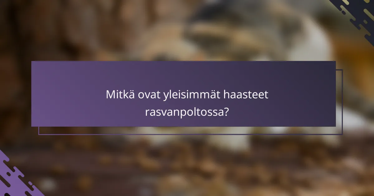 Mitkä ovat yleisimmät haasteet rasvanpoltossa?